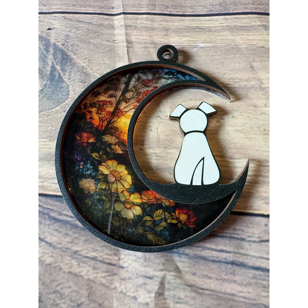 Dog Ornament Suncatcher Loss of Dog Sympathy Remembrance Gift in Memory 4" - Picture 3 of 4